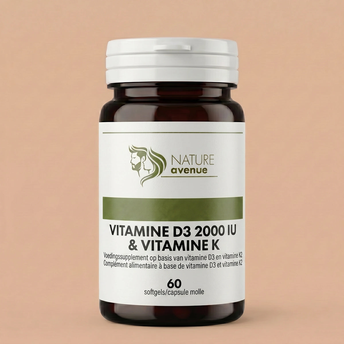 Vitamine D3 2000 IE + K2 van Nature Avenue - pot met 60 softgels