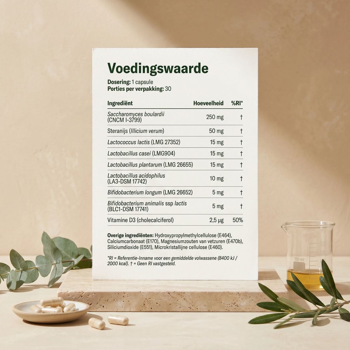 Ingrediënten en voedingswaarden van Boulardii
