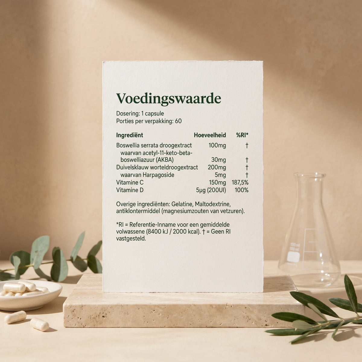 Ingrediënten en voedingswaarden van Devil's Claw & Boswellia