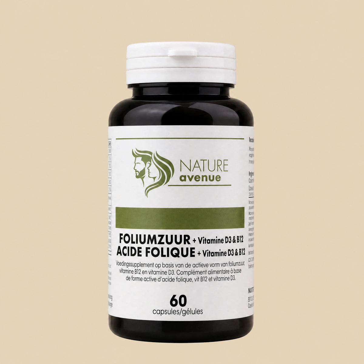 Foliumzuur, vitamine B12 en vitamine D3 van Nature Avenue - verpakking