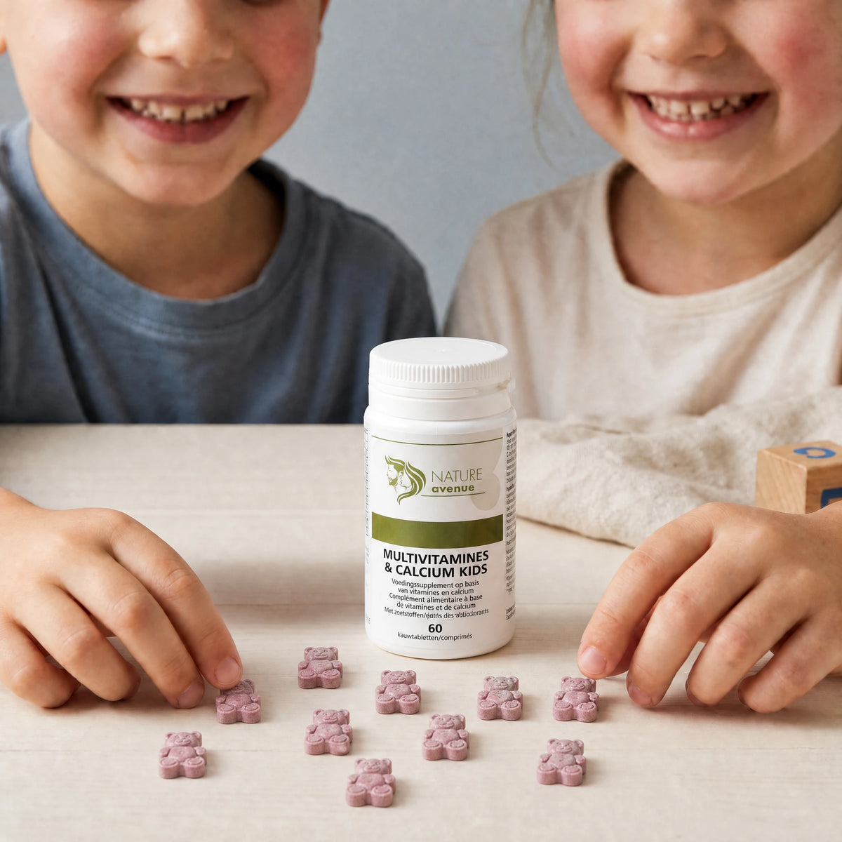 Multi-Vitamines Kids kauwtabletten in berenvorm met frambozensmaak