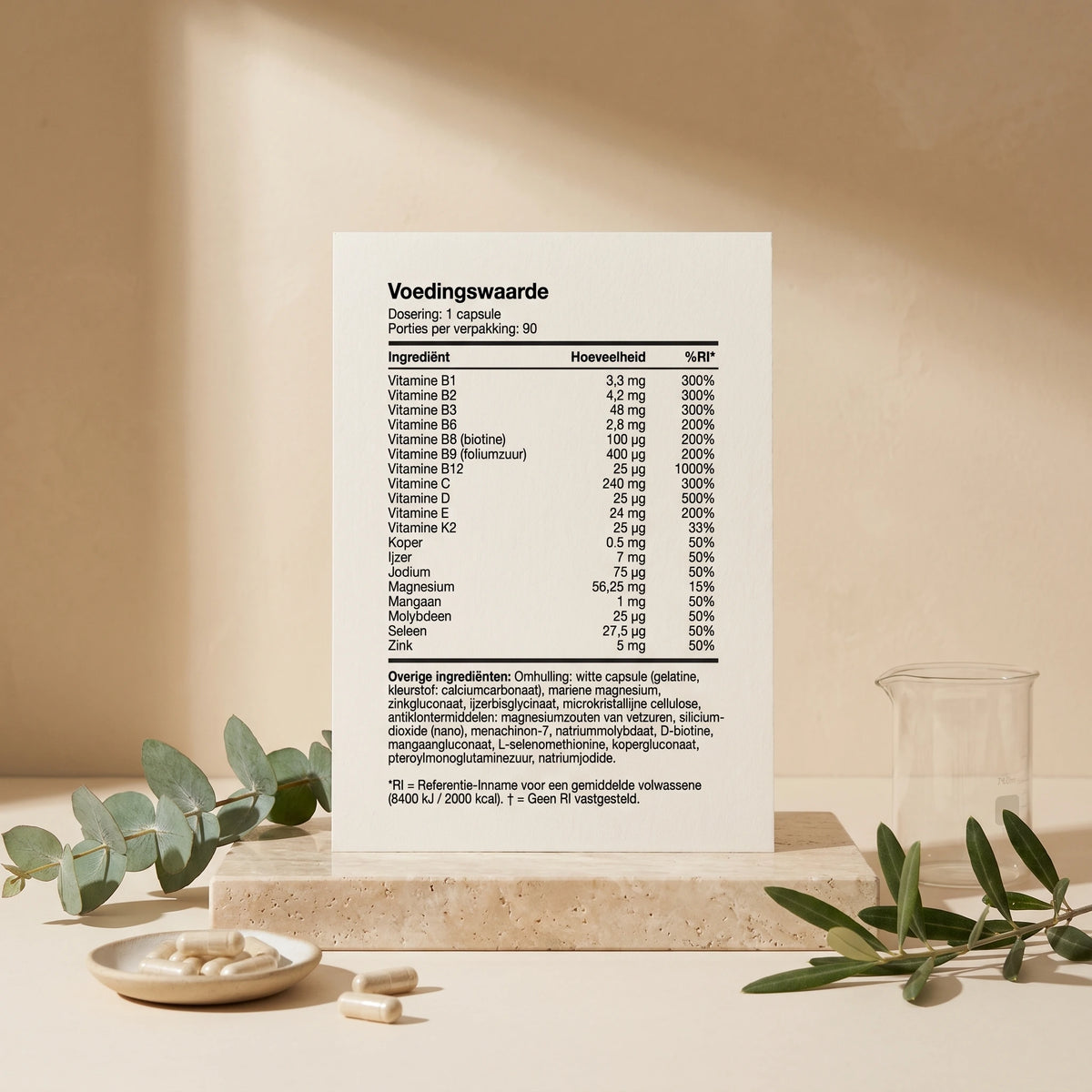 Ingrediënten en voedingswaarden van Multivitamine Energy