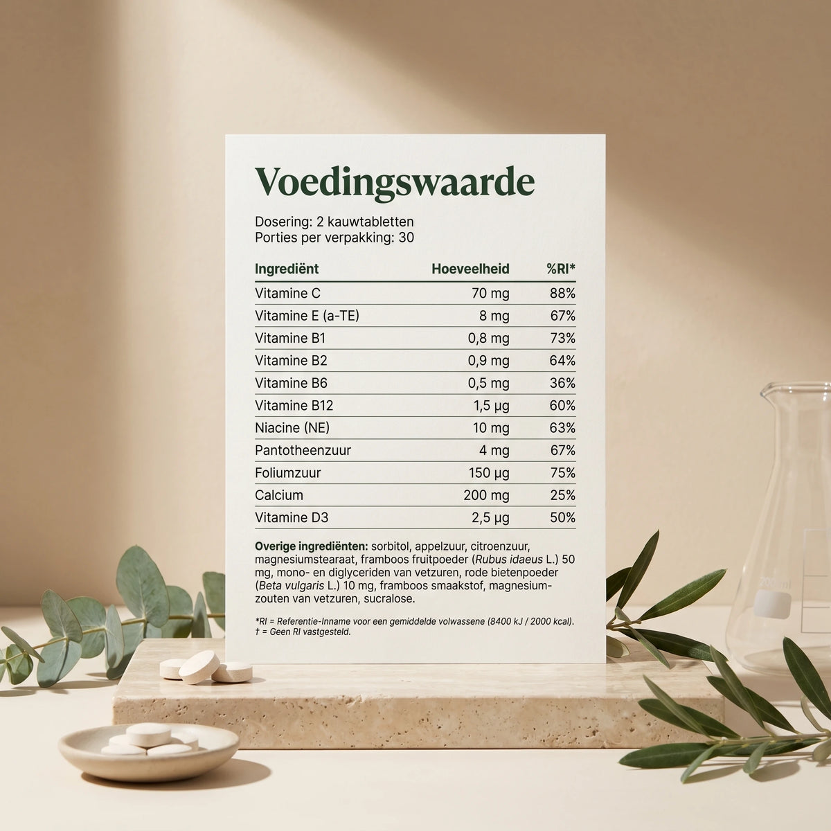 Ingrediënten en voedingswaarden van Multi-Vitamines Kids