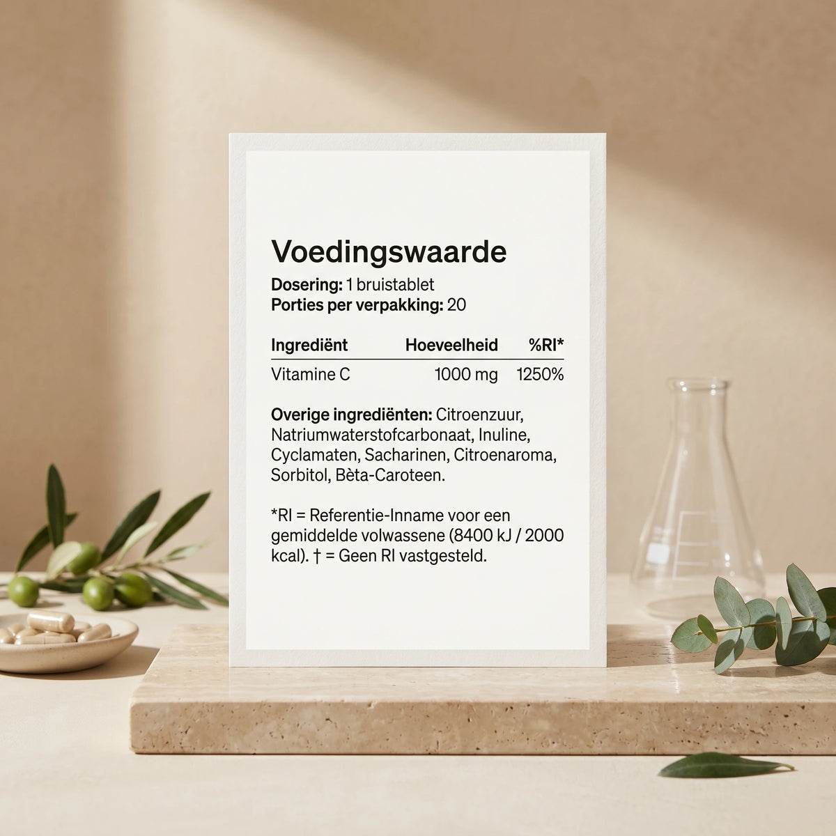 Ingrediënten en voedingswaarden van Vitamine C Lemon