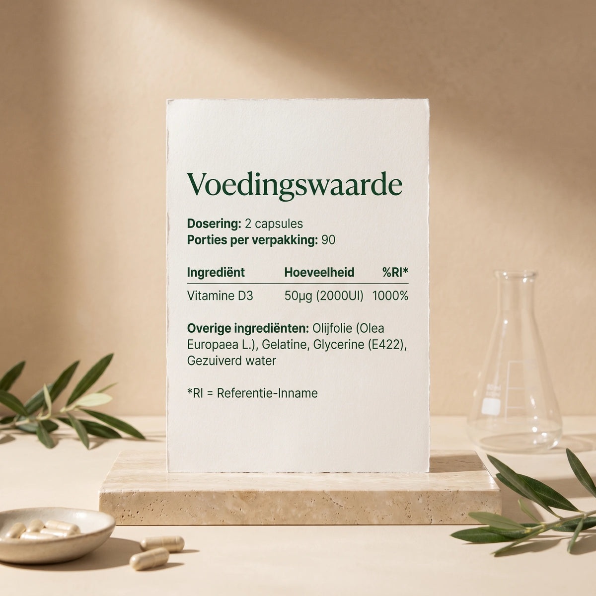 Ingrediënten en voedingswaarden van Vitamine D3 1000 IE
